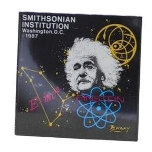 1987 Smithsonian Institution Einstein By Bunky 2" Square Vintage Pinback